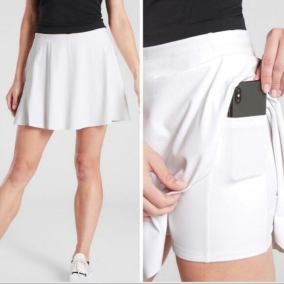 Athleta Match Point Skirt White Tennis Athletic Skort Summer Vacation Preppy - Picture 1 of 7